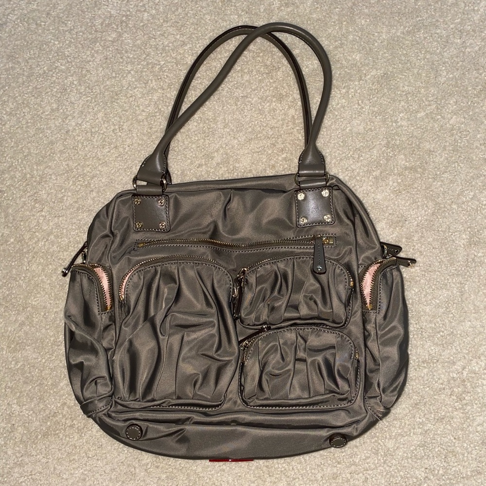 MZ Wallace nylon Olive Green and gold hardware Travel tote shoulder Bag